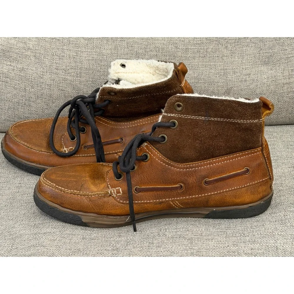 Aldo Womens sz EU 42 US 11 Brown Leather Faux Shearling Lined Moc Toe Ankle Boot